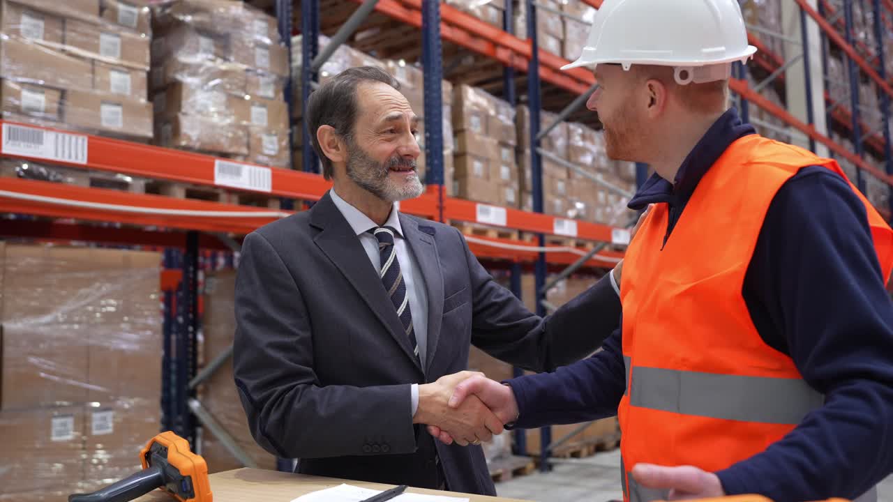 Accordo di stretta di mano per attività di magazzino