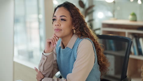 Woman, reading and thinking of research
