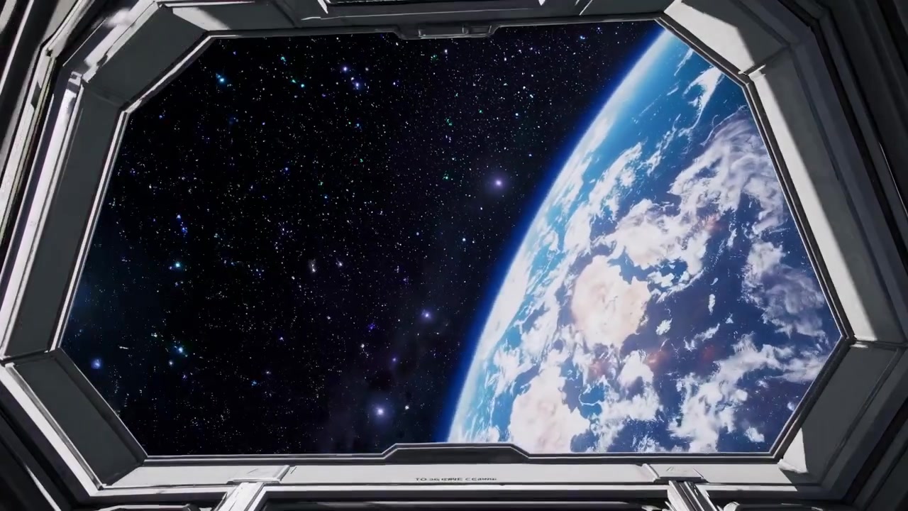 Vista della Terra dalla finestra della stazione spaziale