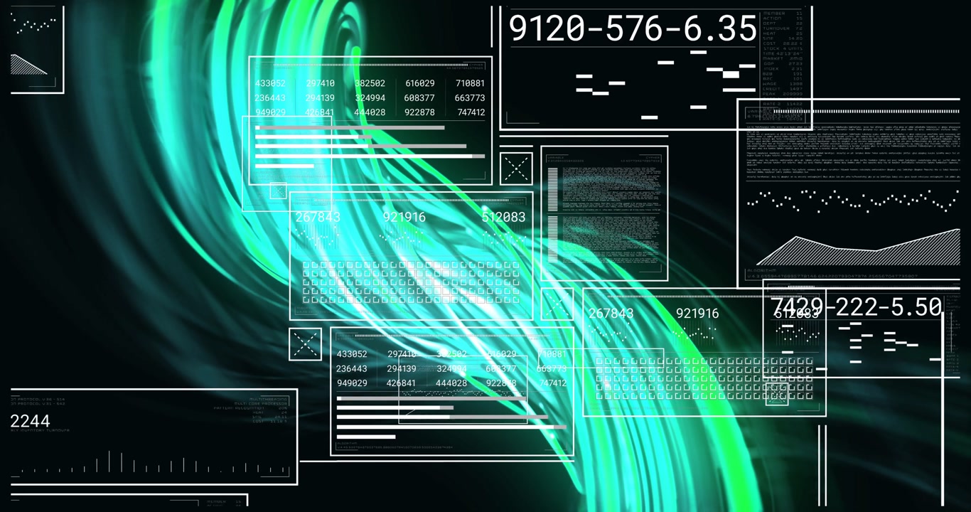 Vertical video: Appearing lower right, teal ribbon driving wire panels populating HUD with readouts