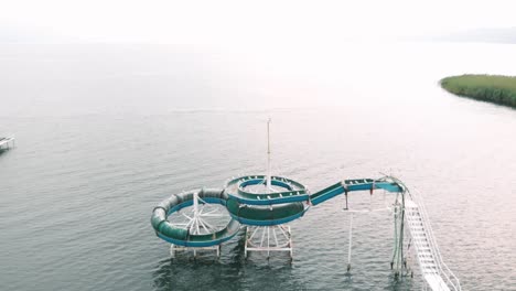 aerial  shot of abandoned waterslide