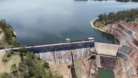 aerial view of a dam wall in australia