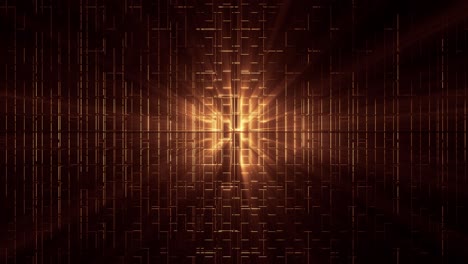 vj loop - falling down a dark shaft intermittently illuminated with orange lights shining through a metallic grid