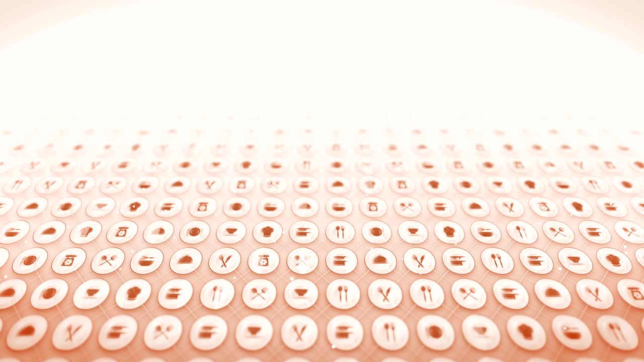 레스토랑 아이콘의 세트, 레스토랑 요리 장비 배경, cg 루프 애니메이션