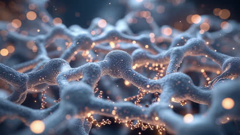 abstract molecular network with glowing particles