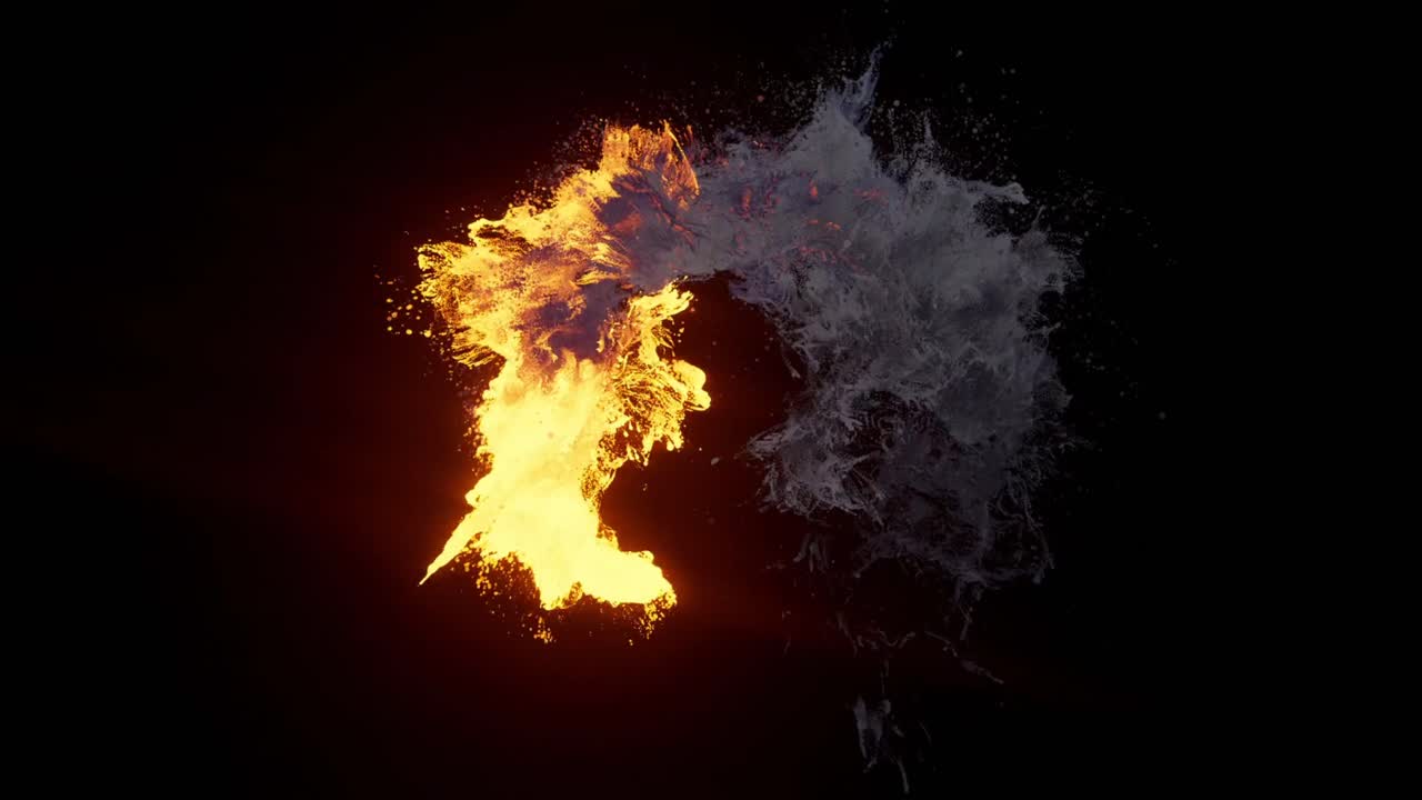 Dynamic Swirling of Fire and Water Elements