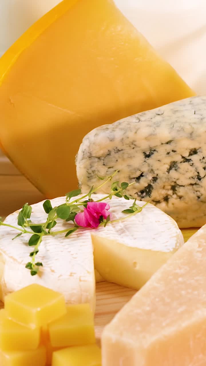 오렌지색 배경 에 배열 된 여러 가지 유제품