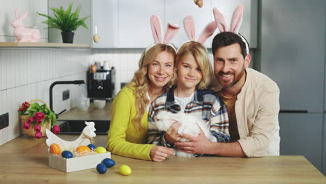 family easter portrait with bunny