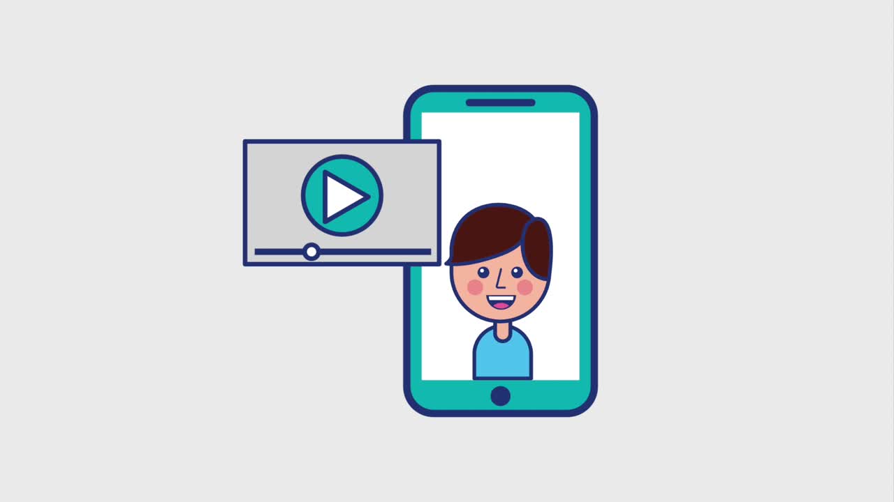 viral content boy in smartphone player screen