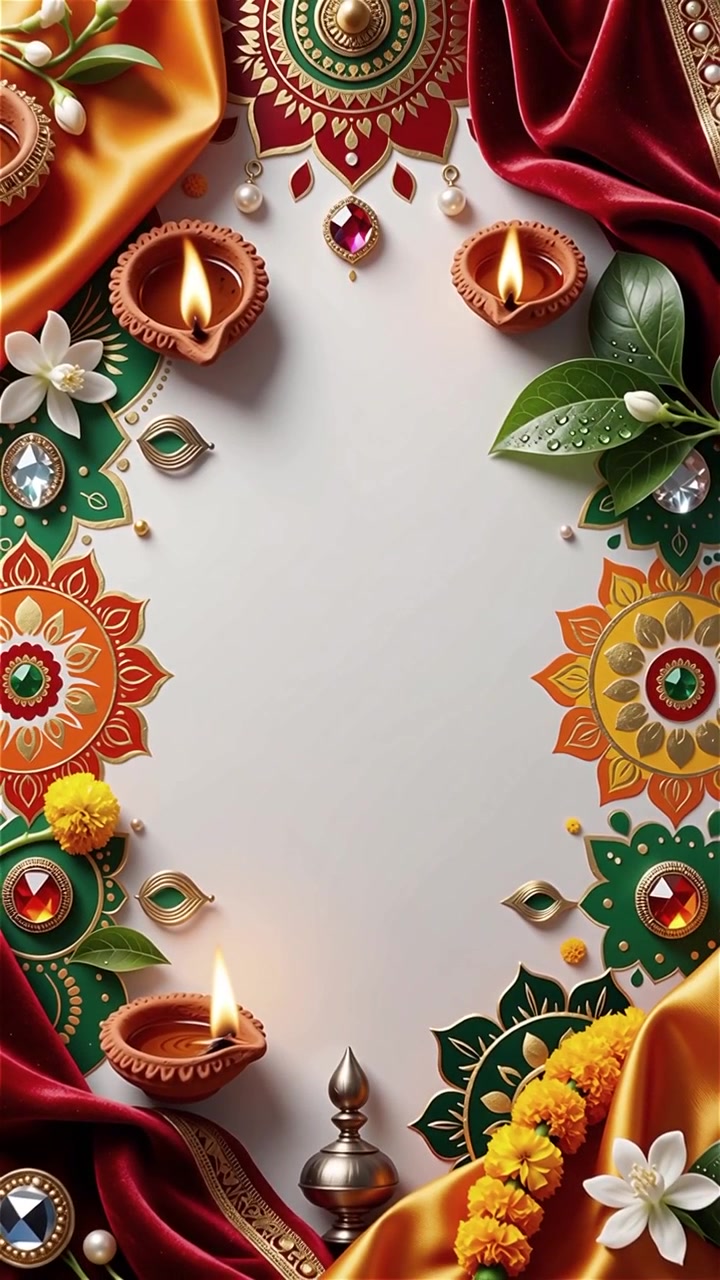 Sfondo del Festival Diwali con lanterne e decorazioni tradizionali Diyas.