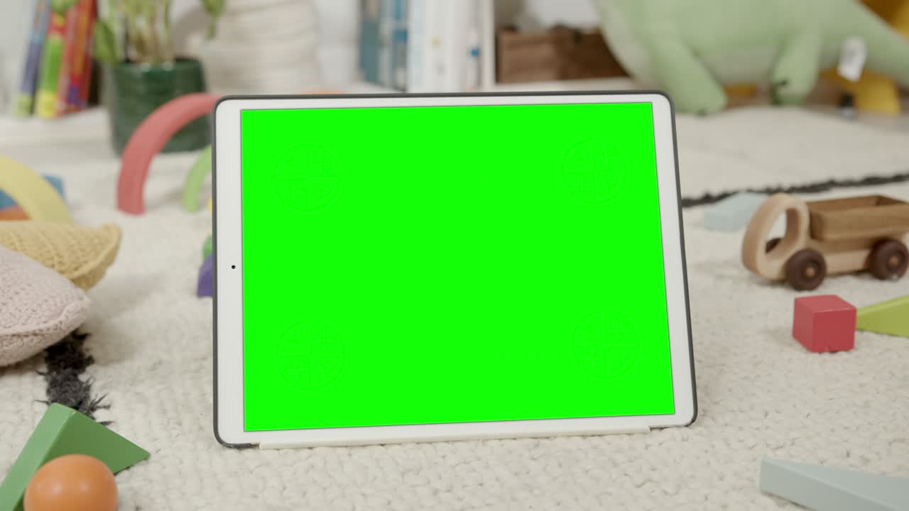 maqueta de tableta digital en el interior de la habitación de los niños