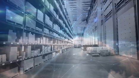 animation of network of connections over warehouse