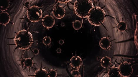 células virales generadas digitalmente que fluyen a través de la arteria