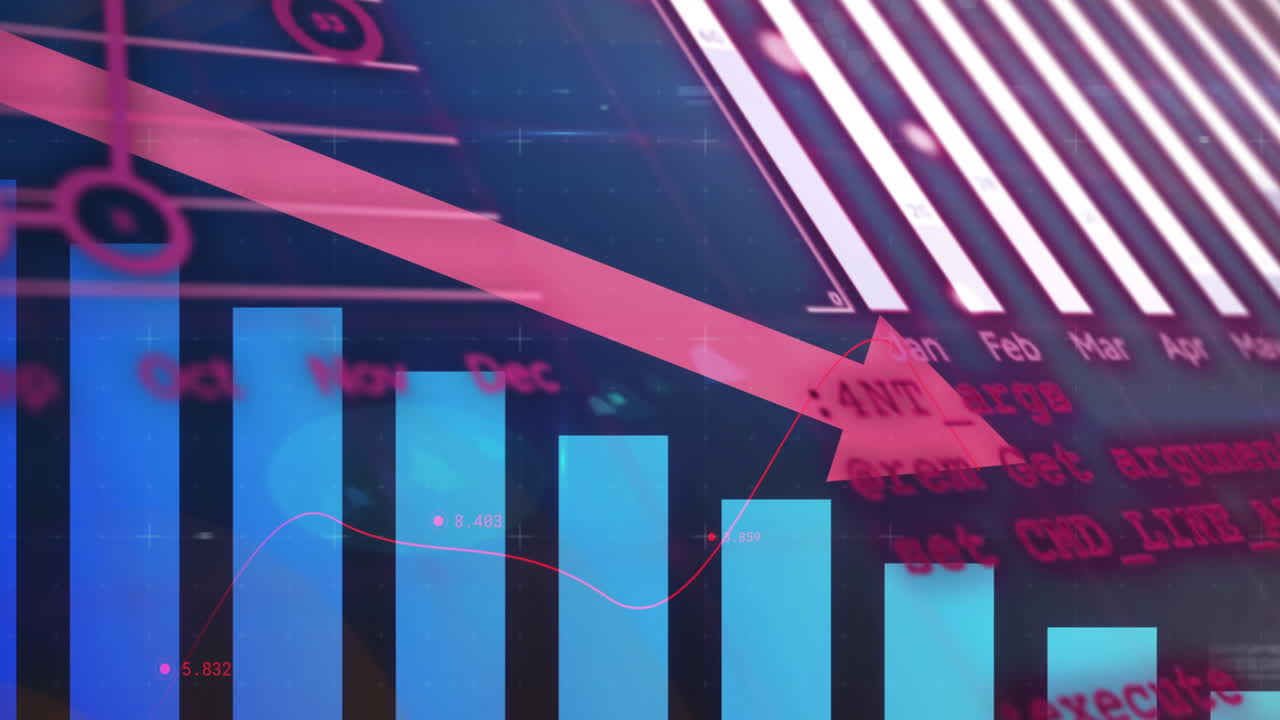 Animation of financial data processing and arrow