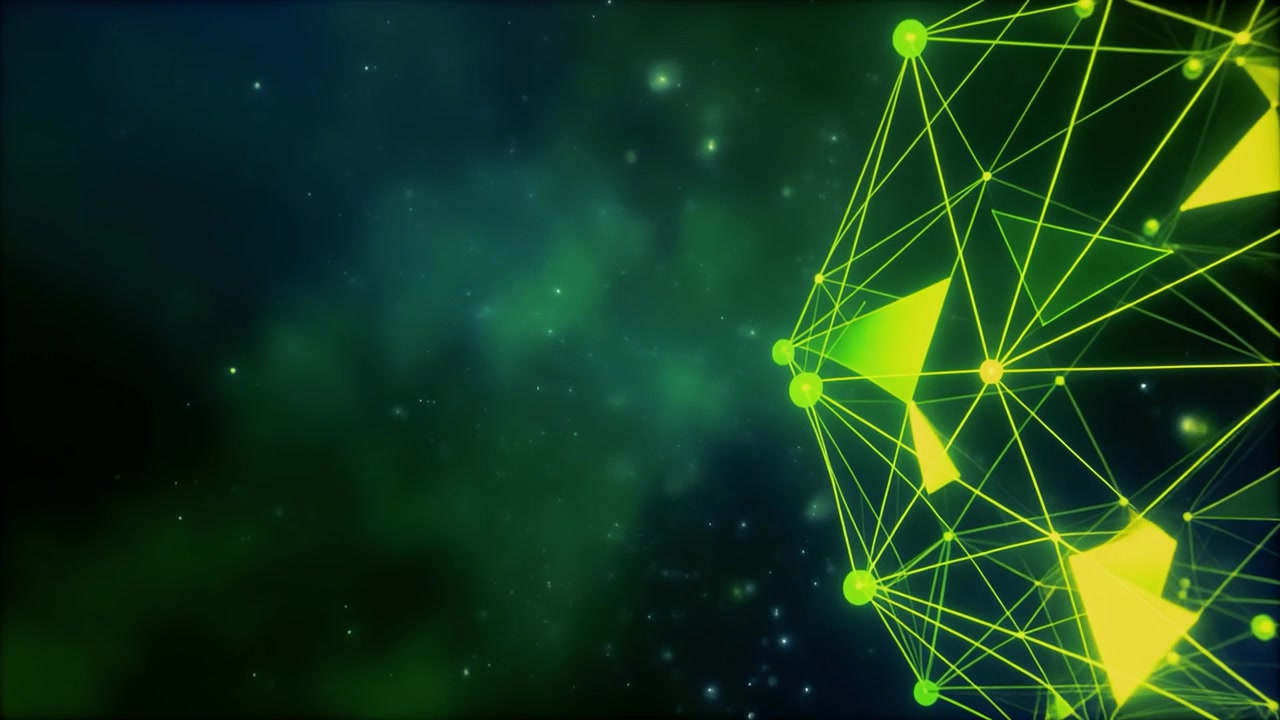 Abstract Green Geometric Network Structure Floating in Space