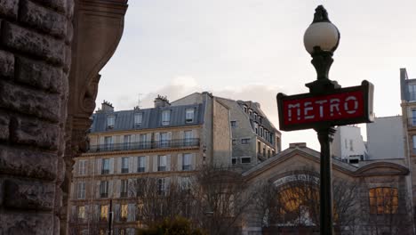 retro paris metro signage in france. close up