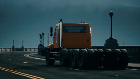 big lorry truck on the bridge