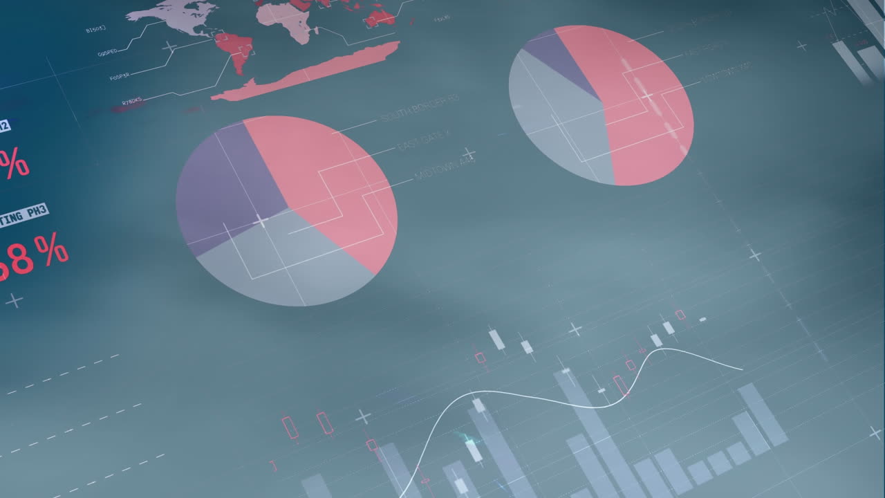 animación del procesamiento de datos estadísticos contra un fondo verde.