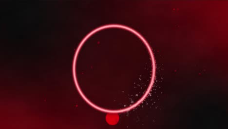 Animation-of-neon-circle-over-red-and-black-digital-space-with-dots