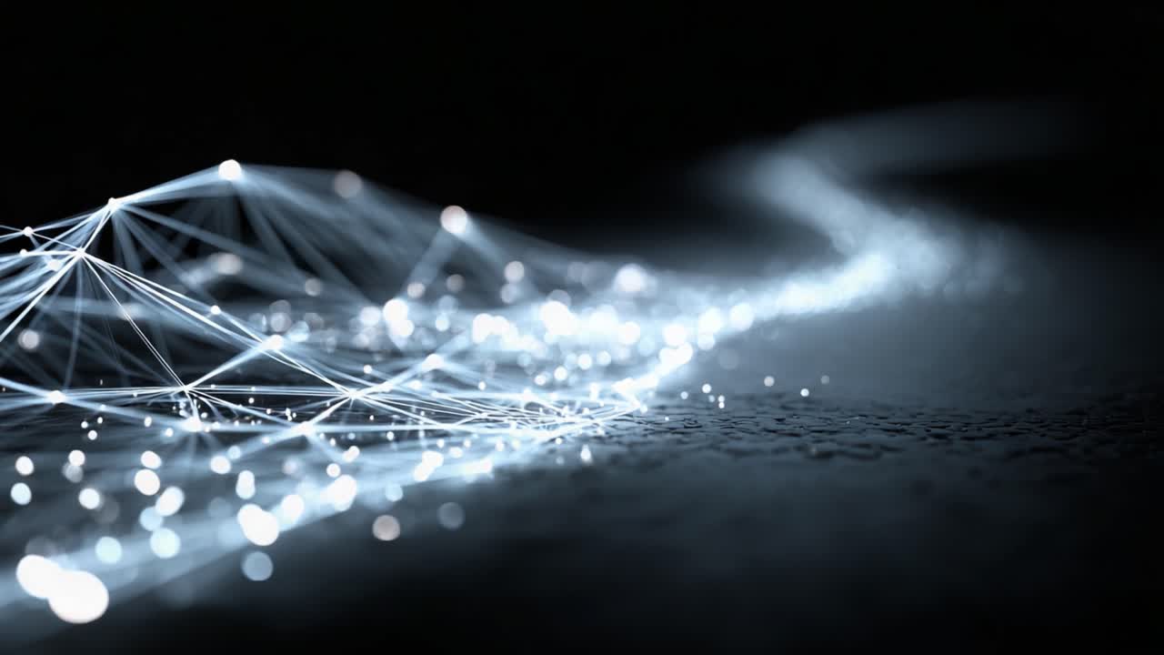 A Captivating Journey Through a Network of Illuminated Particles: An Elegant Display of Light and Texture in a Dark Setting