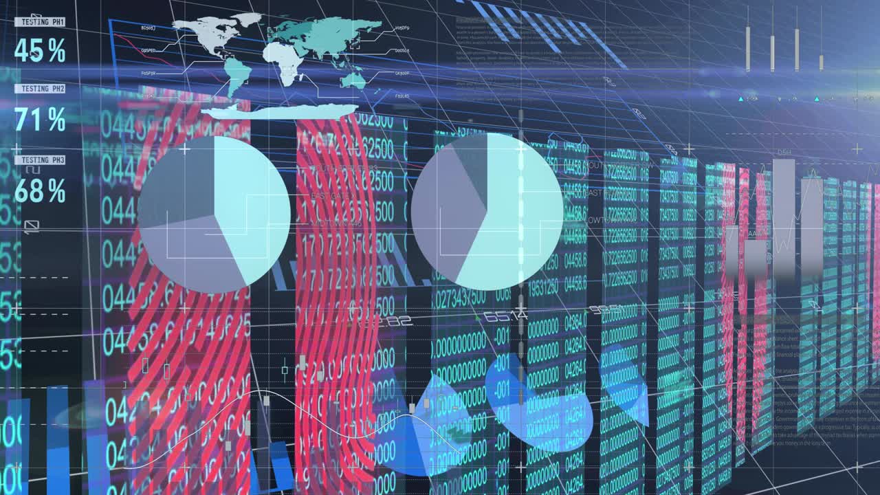 animación de huellas dactilares biométricas, estadísticas y procesamiento de datos