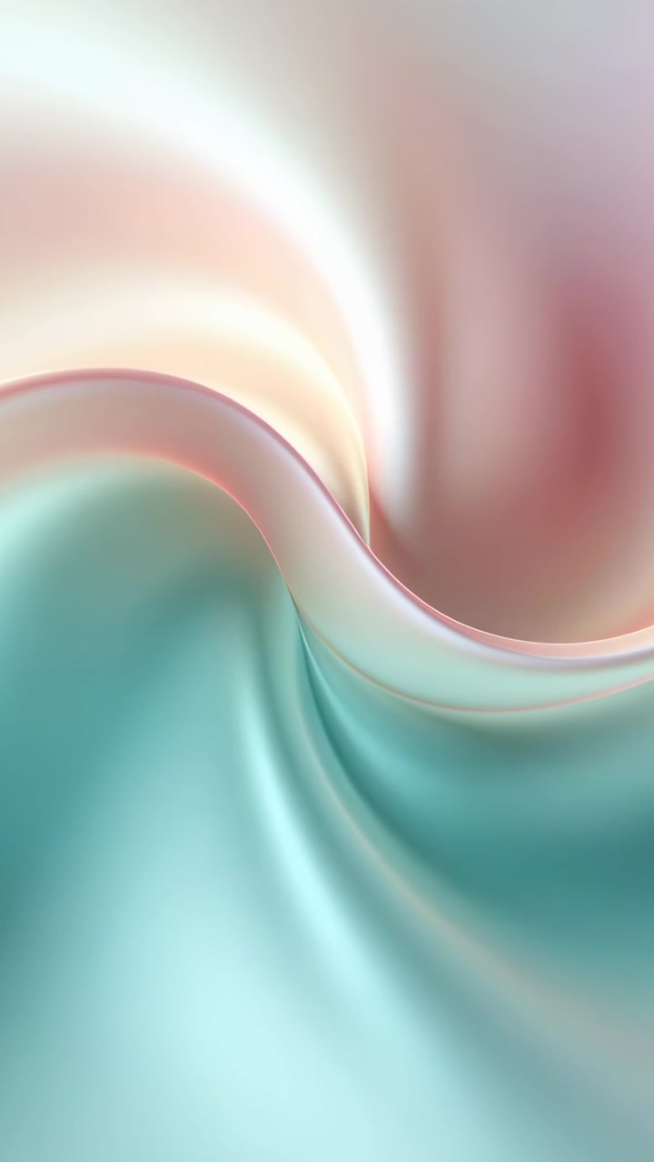Vertical video: Fading light moving silk fold, rippling and rotating for wallpaper, teal-pink band