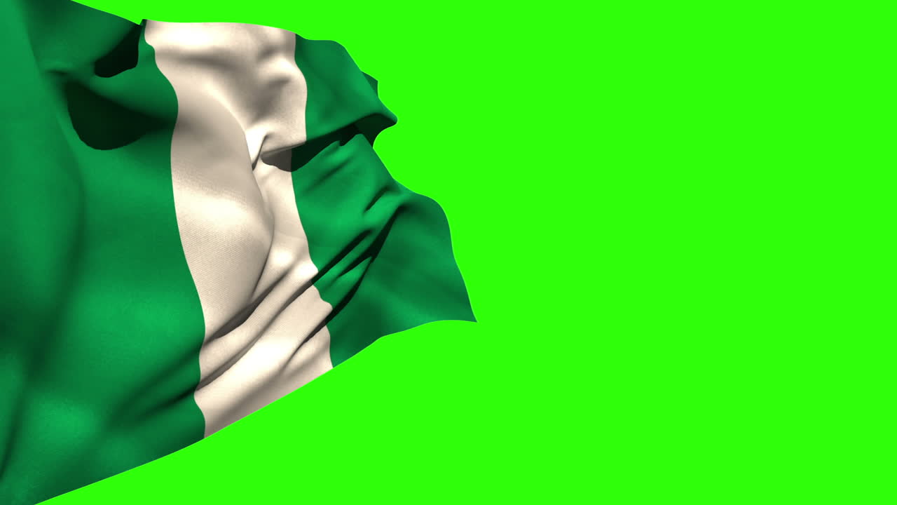 Stort nigeriansk nationalflag vajende