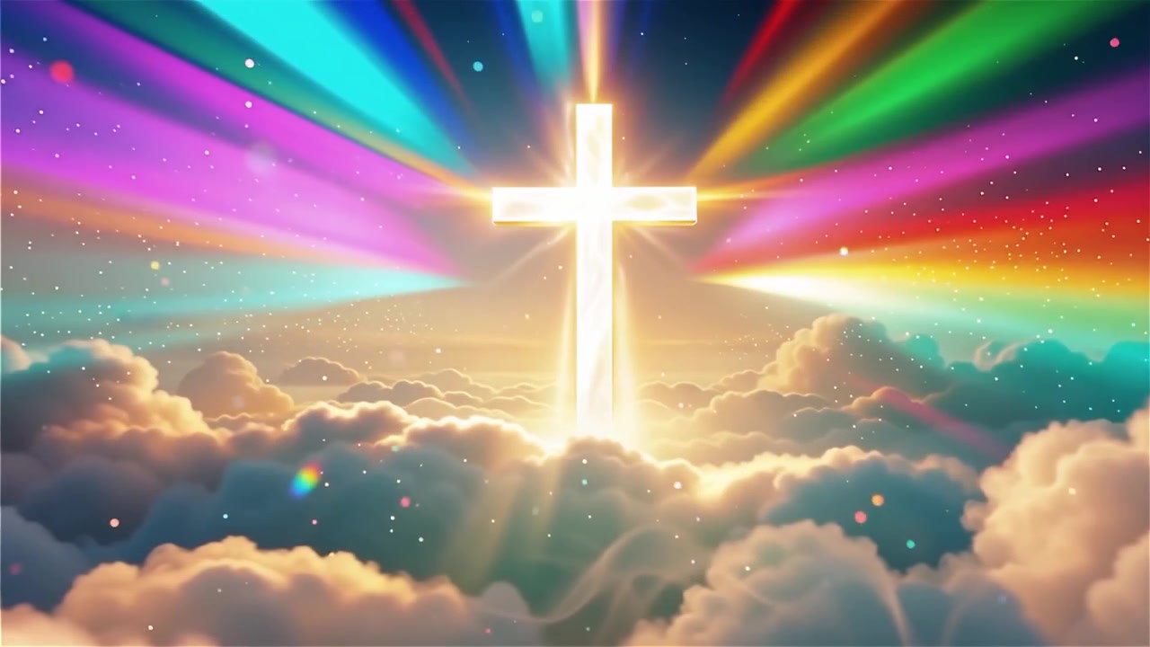 Cruz Cristiana con Luz Celestial, Fondo para Adoración.