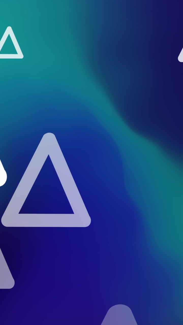 Animation of triangles floating over green and blue background