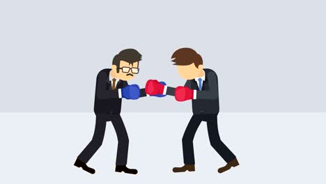 business man battle in boxing gloves. business competition concept. loop illustration in flat style.