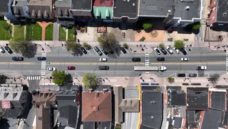 Main-street-of-Ephrata-Town-with-driving-cars-and-truck-at-sunlight