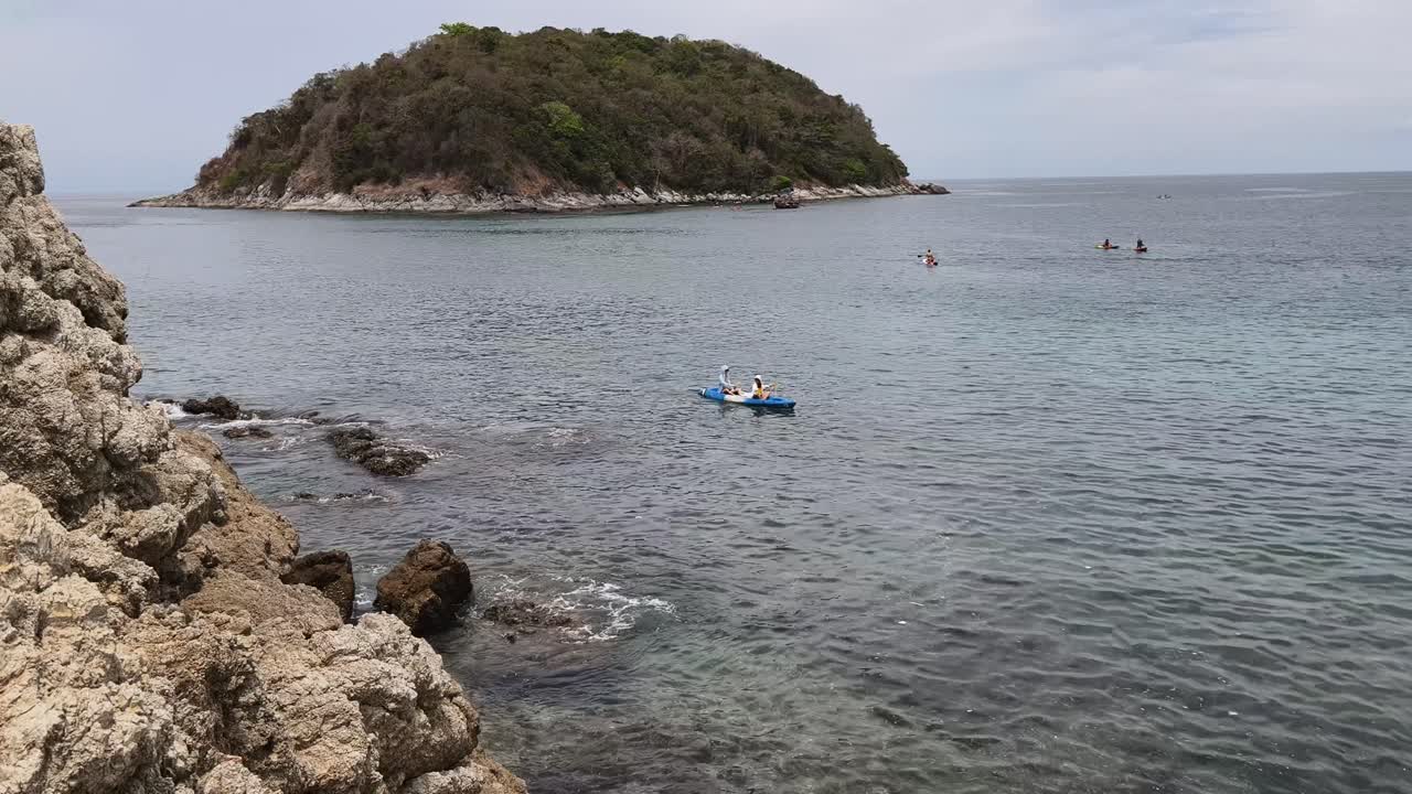 Kayaking near an island