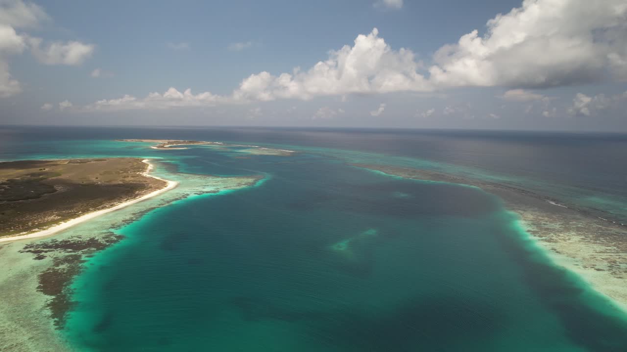 Noronky island, los roques archipelago, surrounded by turquoise water, aerial view