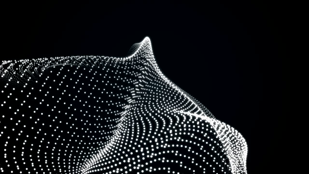 Seamless abstract animation metamorphosis of amorphous shape from dots and lines