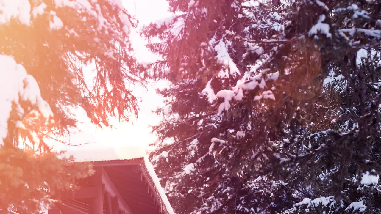 겨울 풍경과 집과 함께 풍경의 애니메이션