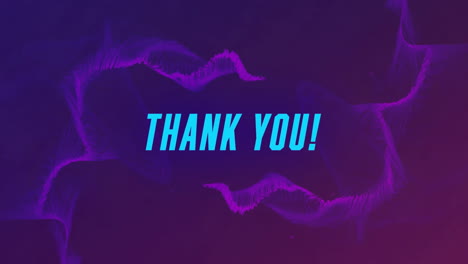 animación digital del texto de agradecimiento contra ondas digitales en fondo púrpura