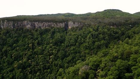 Luftaufnahme-Von-Rechts-Nach-Links-über-Den-Twin-Falls-Walk-Im-Springbrook-Nationalpark,-Hinterland-Der-Gold-Coast,-Queensland,-Australien