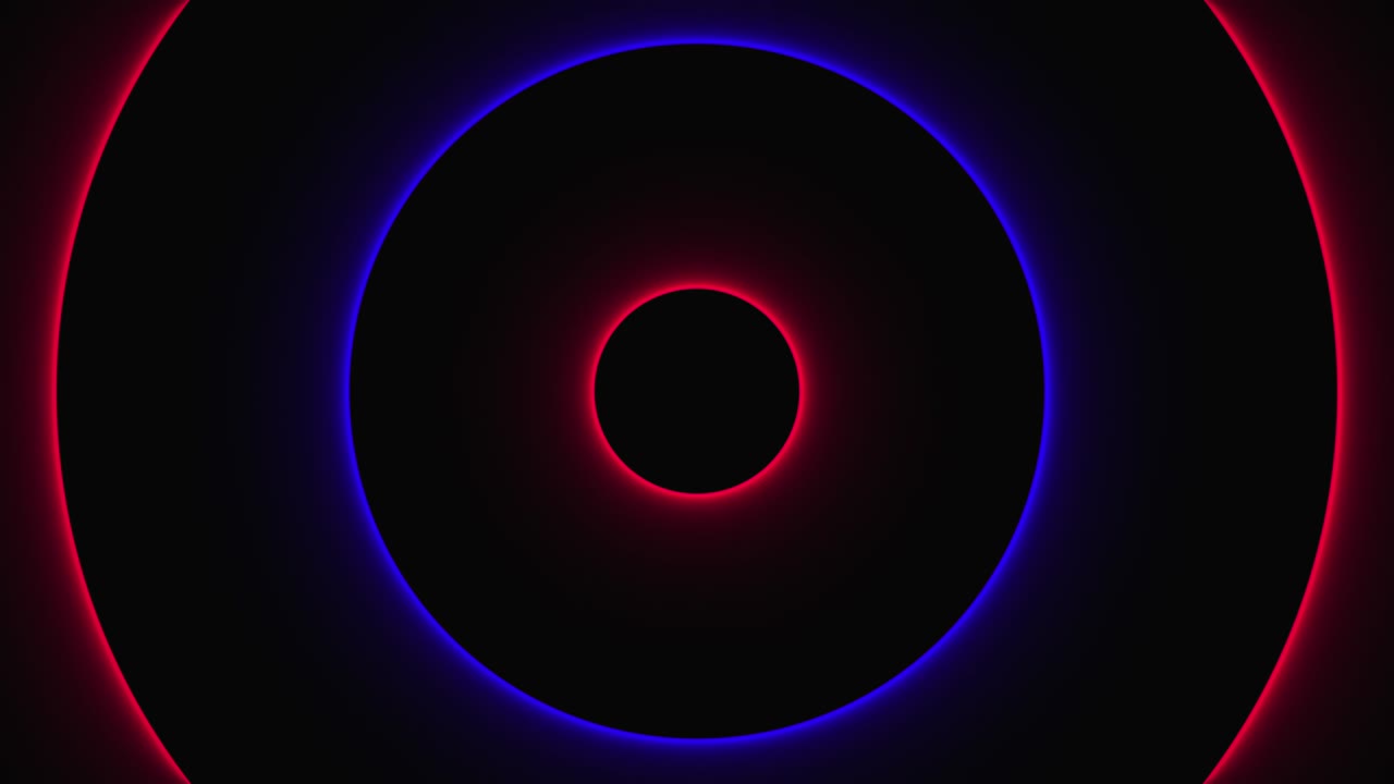 círculos de neón abstractos, generados por computadora. representación en 3d de un fondo brillante futurista