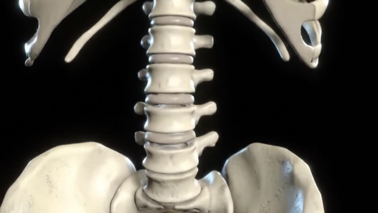 Anatomical Study of the Human Skeletal System: Detailed Examination of Pelvic and Thoracic Structures Showcasing Bone Morphology and Joint Articulation