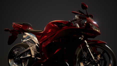 Moto-Sport-Bike-En-Estudio-Oscuro-Con-Luces-Brillantes