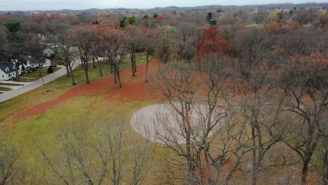 rising to tilt to show a park baseball diamond