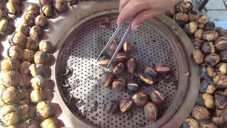 roasted chestnuts at a street vendor