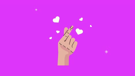 animación de manos y corazones humanos