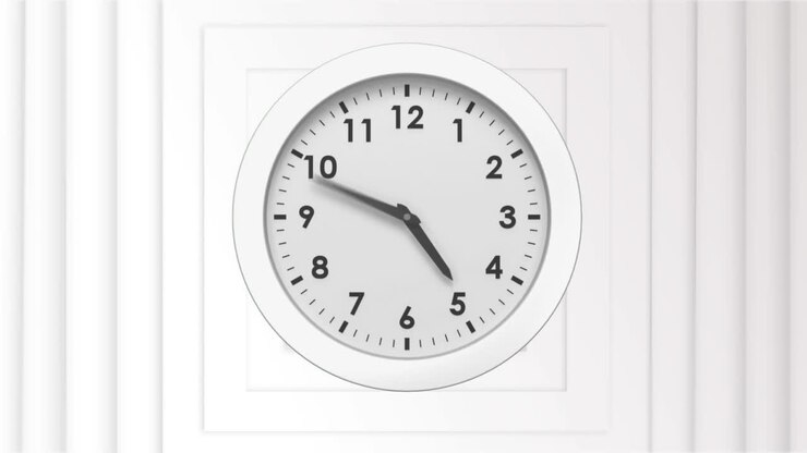 White clock moving fast on spinning white diamond pattern.