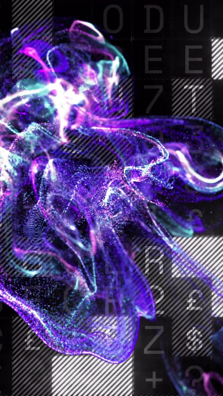 Animation of blue spots over data processing on black background