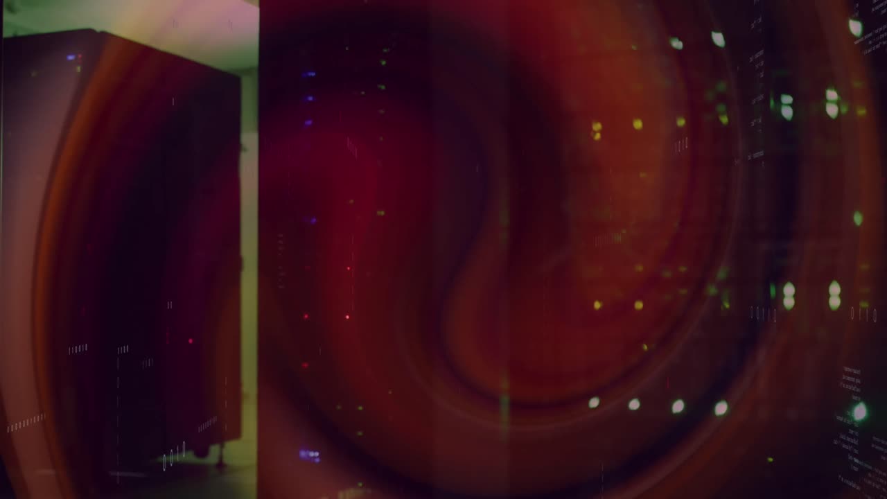 Animation of data processing over server room