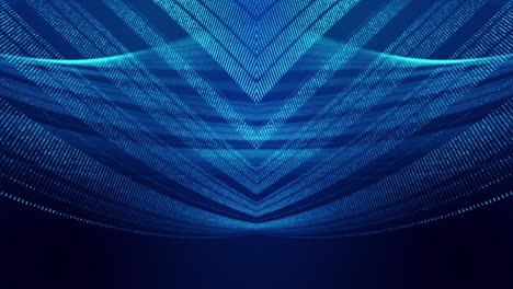 sci-fi abstract theme with particle waves. 4k looped abstract blue background of glow particles form curved lines, surfaces simmetrical structures. digital background with particle hologram.