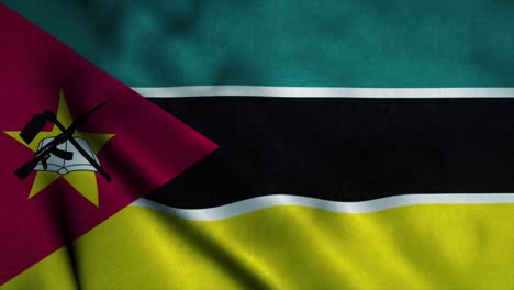 la bandera de mozambique ondeando en el viento. la bandera nacional de mozambique. el signo de mozambique animación de bucle sin costuras. 4k