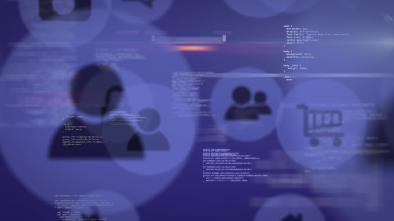 Animation of data in purple background