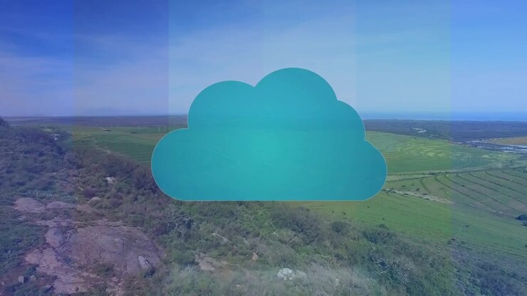 Animation of cloud icon over landscape